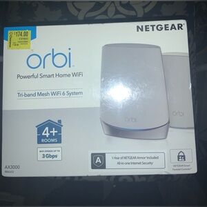 NETGEAR Orbi AX3000 Whole Home Tri-Band Mesh WiFi 6 Rbk652-Router SEALED $199